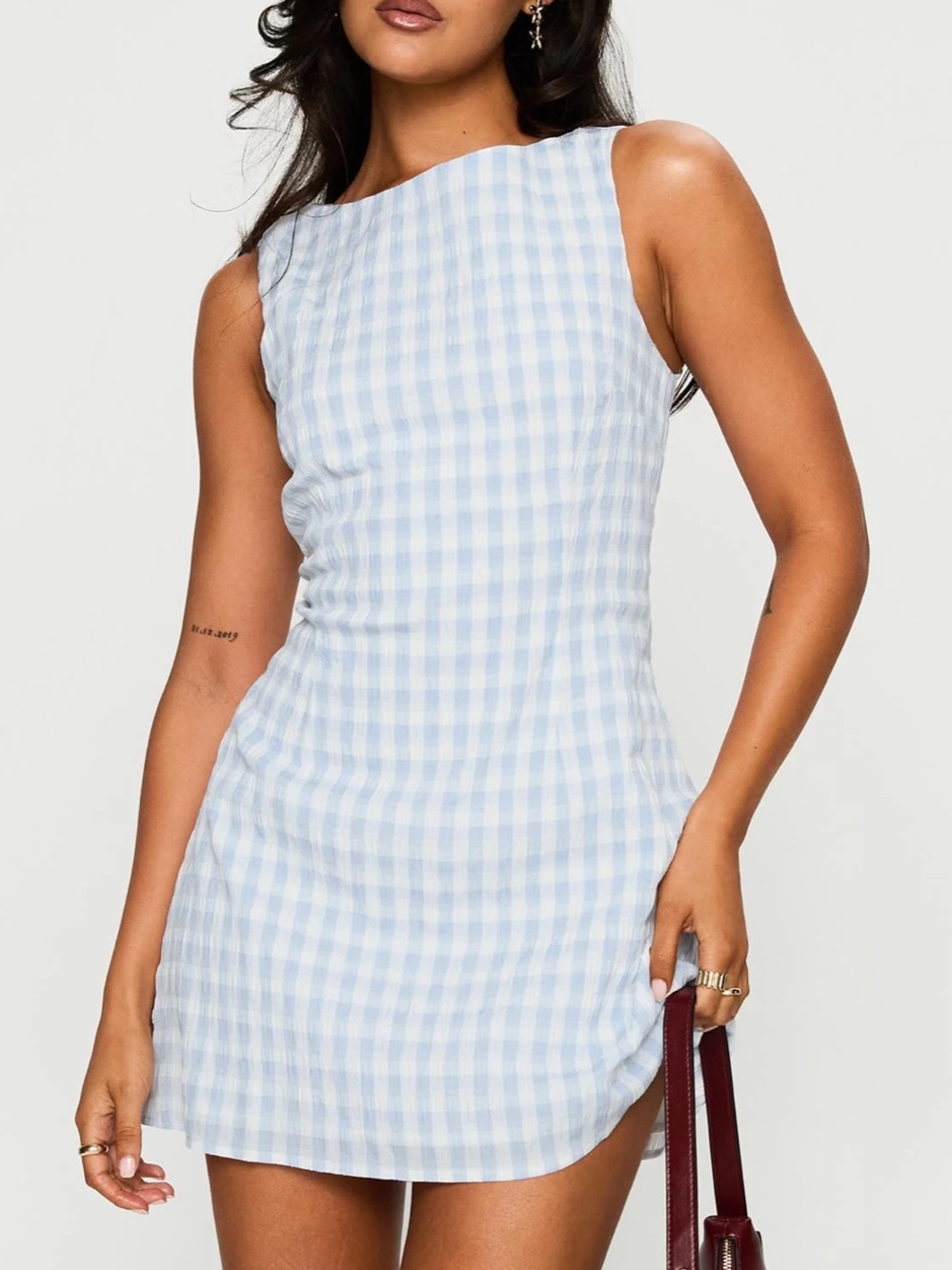 Alfalfa Mini Dress Blue Check Princess Polly Gingham dress